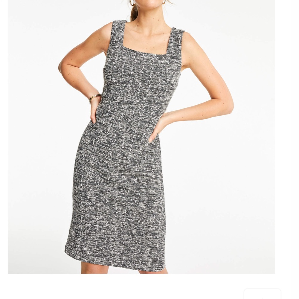 SQUARE NECK KNIT PONTE SHEATH DRESS